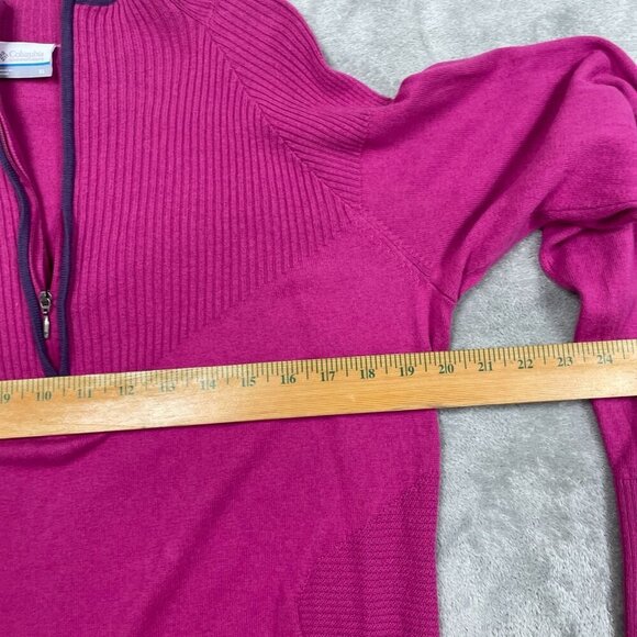 Columbia XL Womens Zip Pullover Sweater Ribbed Pink Purple Detail a0491 - Picture 6 of 9